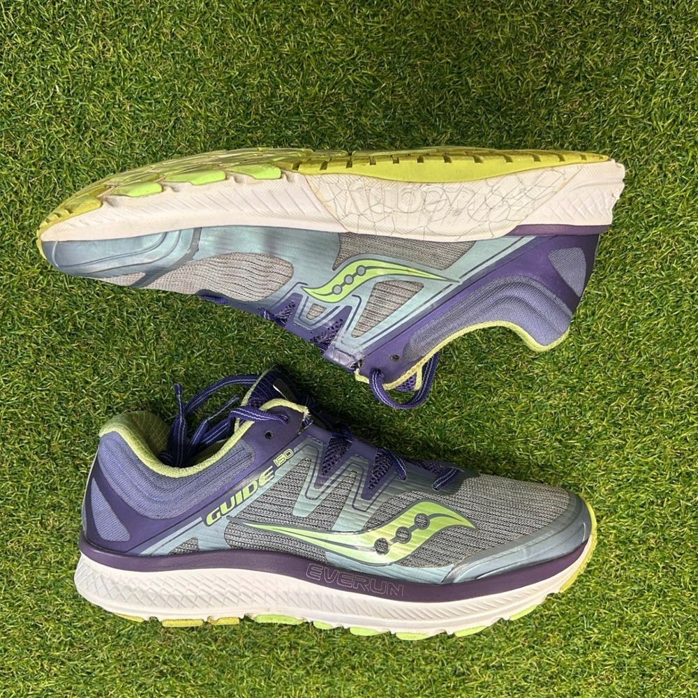 Saucony Guide ISO Womens Running Shoes Purple Grey Lime Green S10415-1